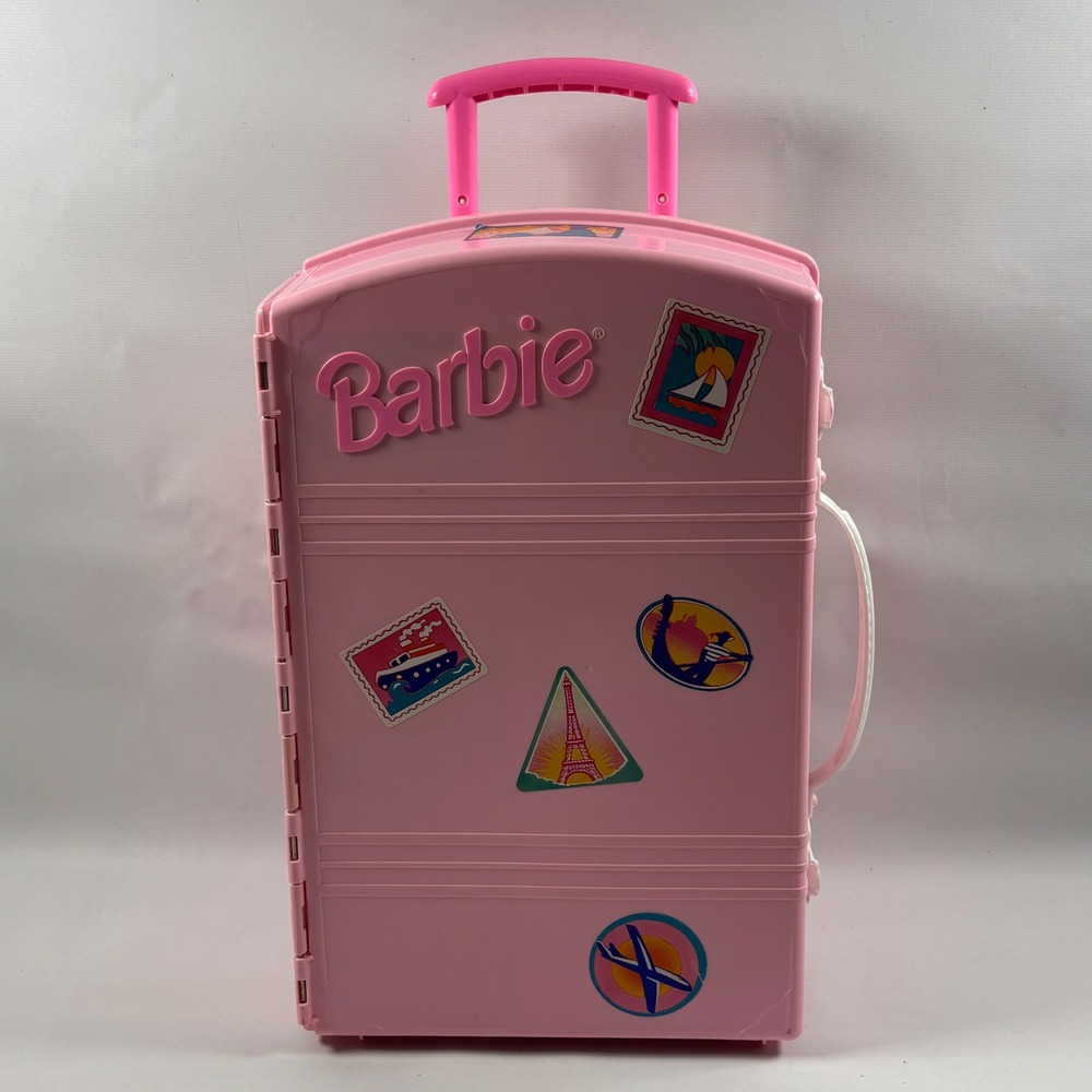 Vintage Barbie Travelin' House Playset Pink Rolling Suitcase Plastic Mattel 1995